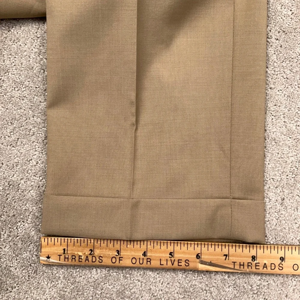 Lauren Ralph Lauren Dress Pants Mens 34W 32L Tan Performance Pleat Wool Stretch
